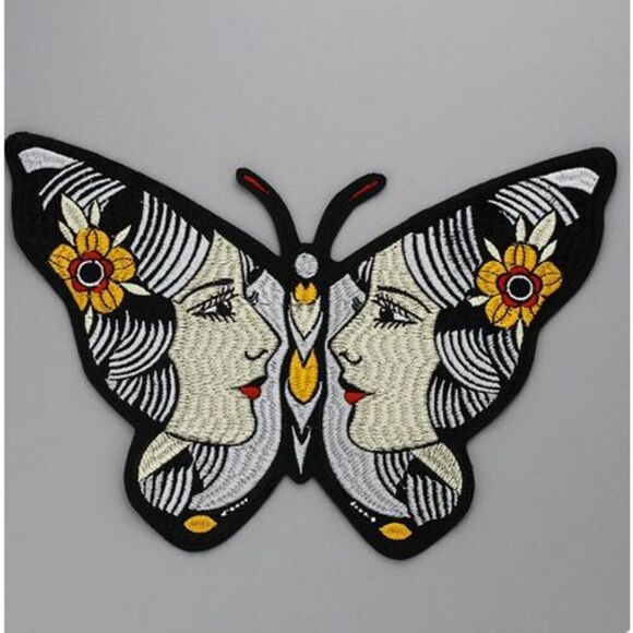 Large Embroidered Americana Style Moth Applique Iron - On 11" x 7" - Picture 1 of 2